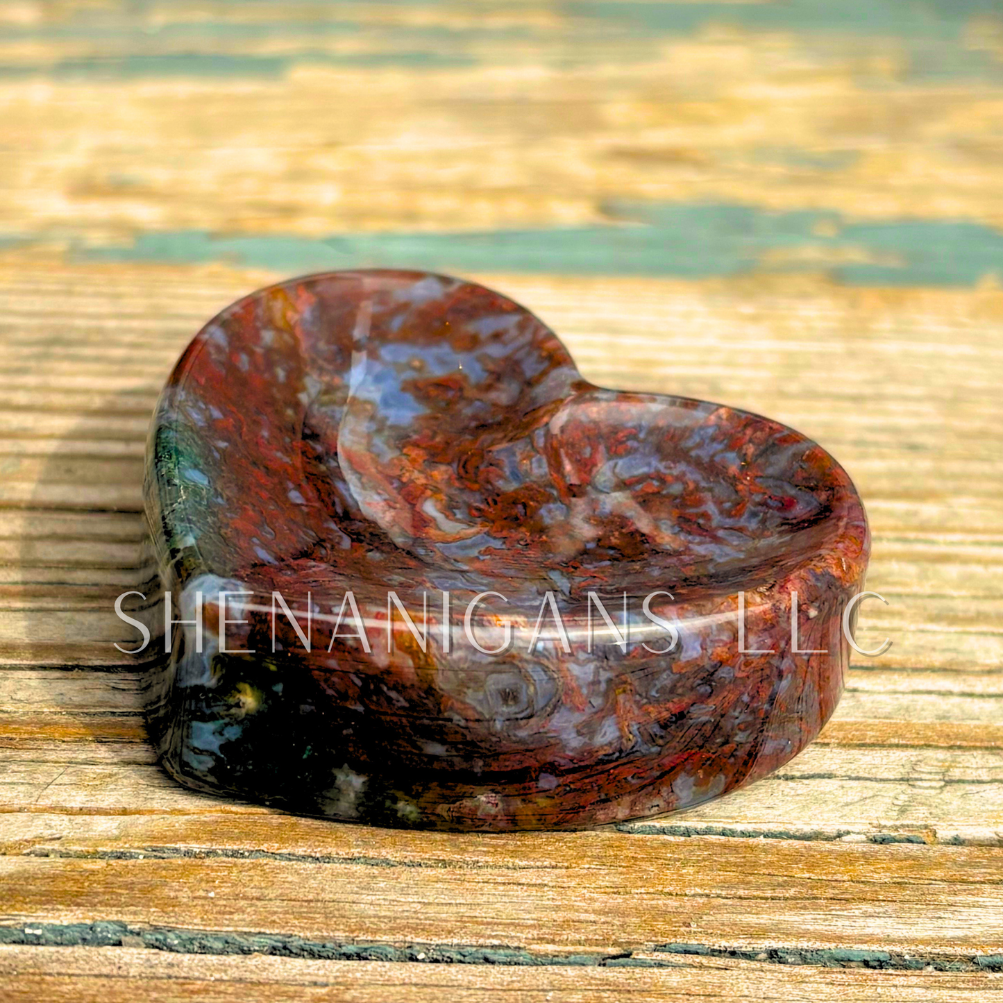 Moss Agate Heart Bowl