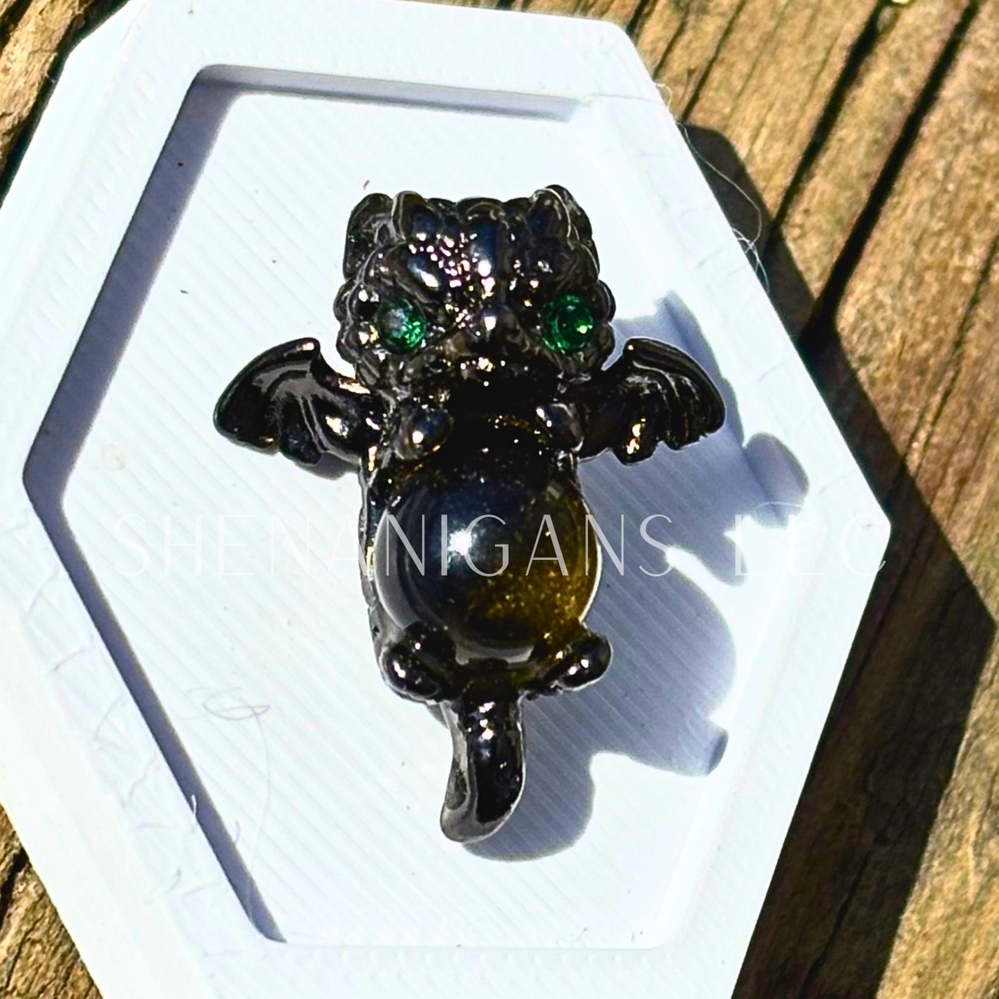 Baby Dragon Holding Sphere, Treasure Crystal Pendant