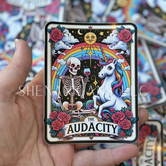 The Audacity Unicorn, Skeleton, Rainbow, Space  Digital Art Sticker
