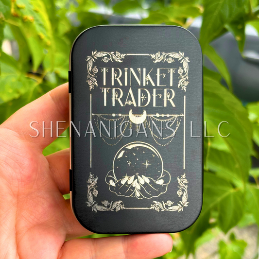 Trinket Trader Tin | Fantasy Metal Storage Tin for Dice, Crystals & Keepsakes