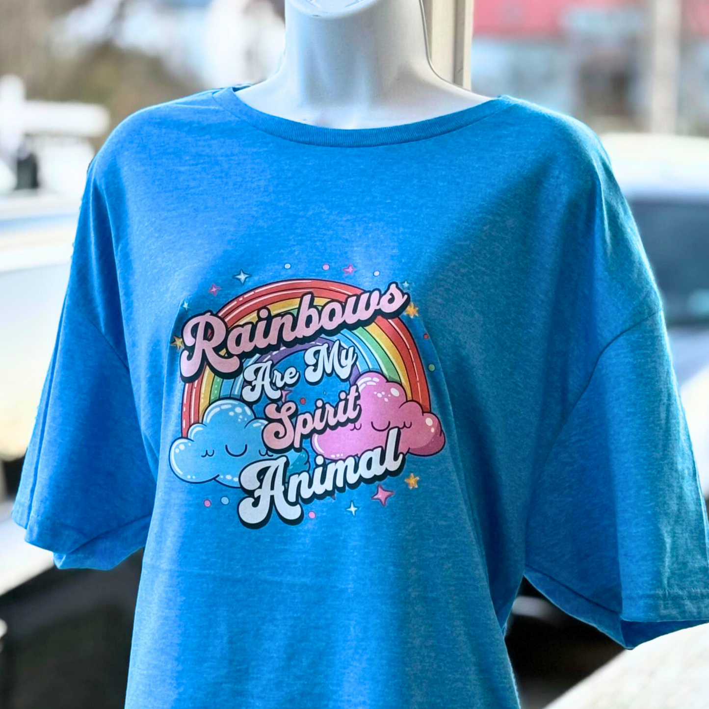 Rainbows Are My Spirit Animal Blue Tee Shirt
