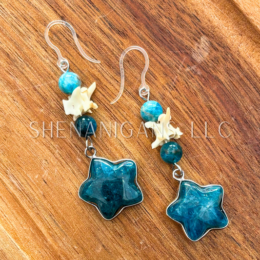 Blue Apatite Star Earrings