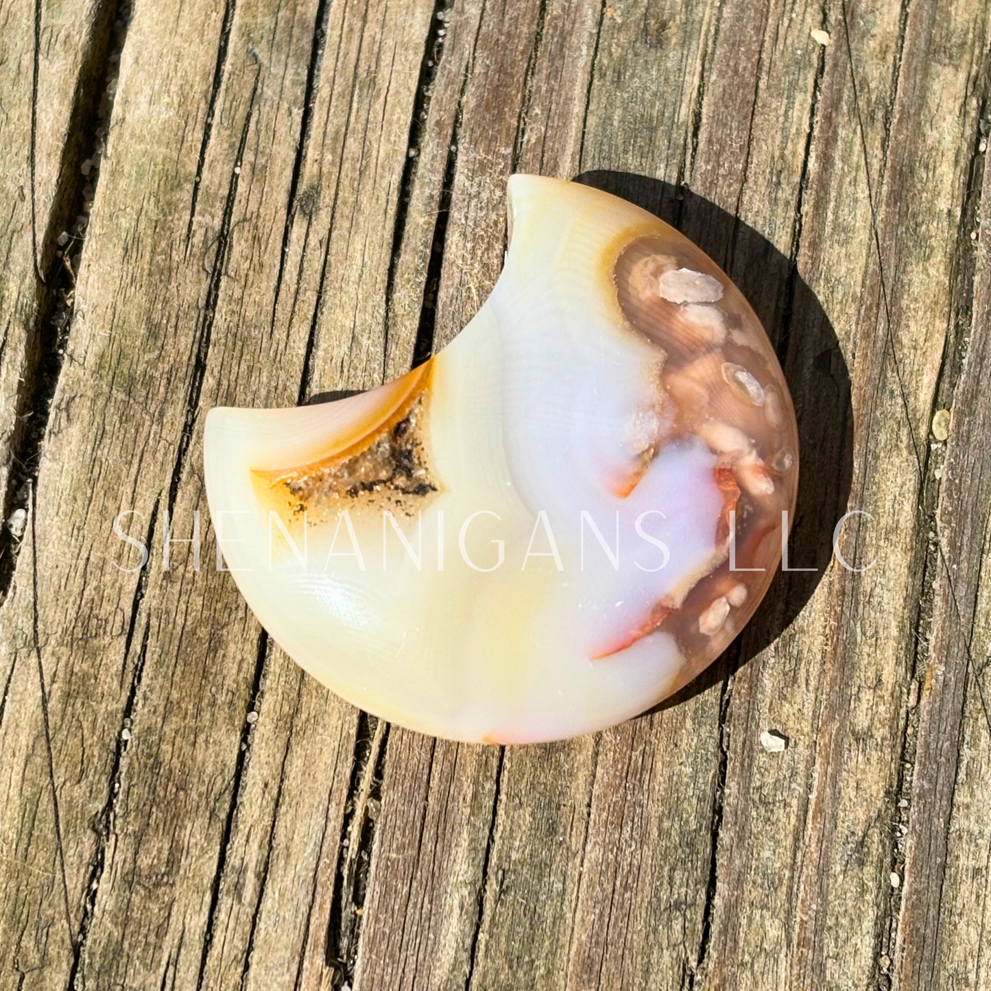 Flower Agate Crescent Moon - Crystal Carving