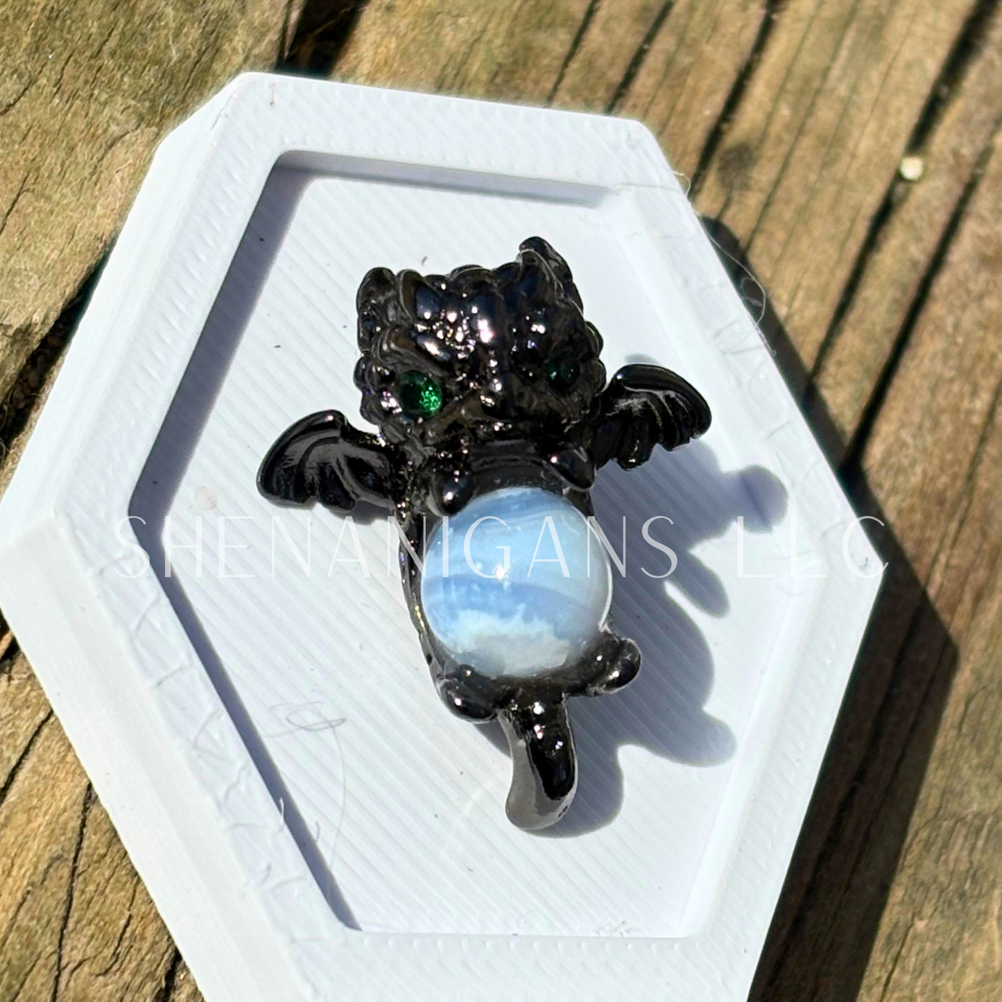 Baby Dragon Holding Sphere, Treasure Crystal Pendant