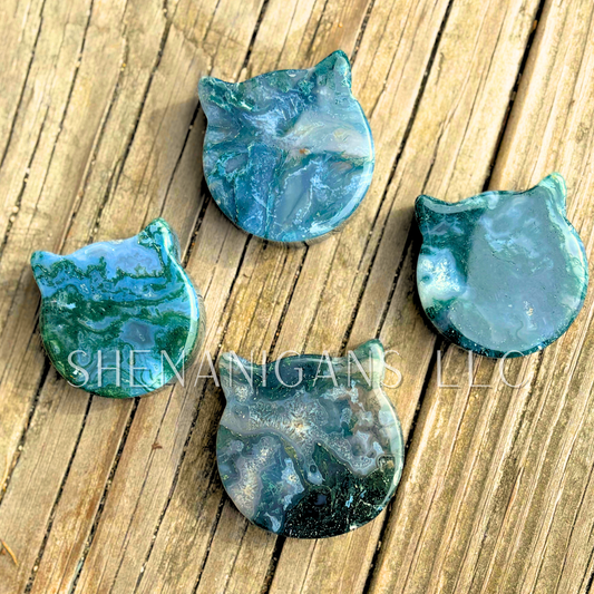 Moss Agate Cat Head Bowl