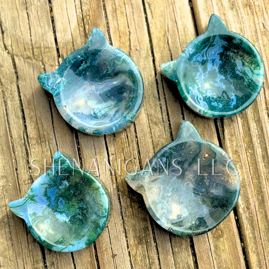Moss Agate Cat Head Bowl