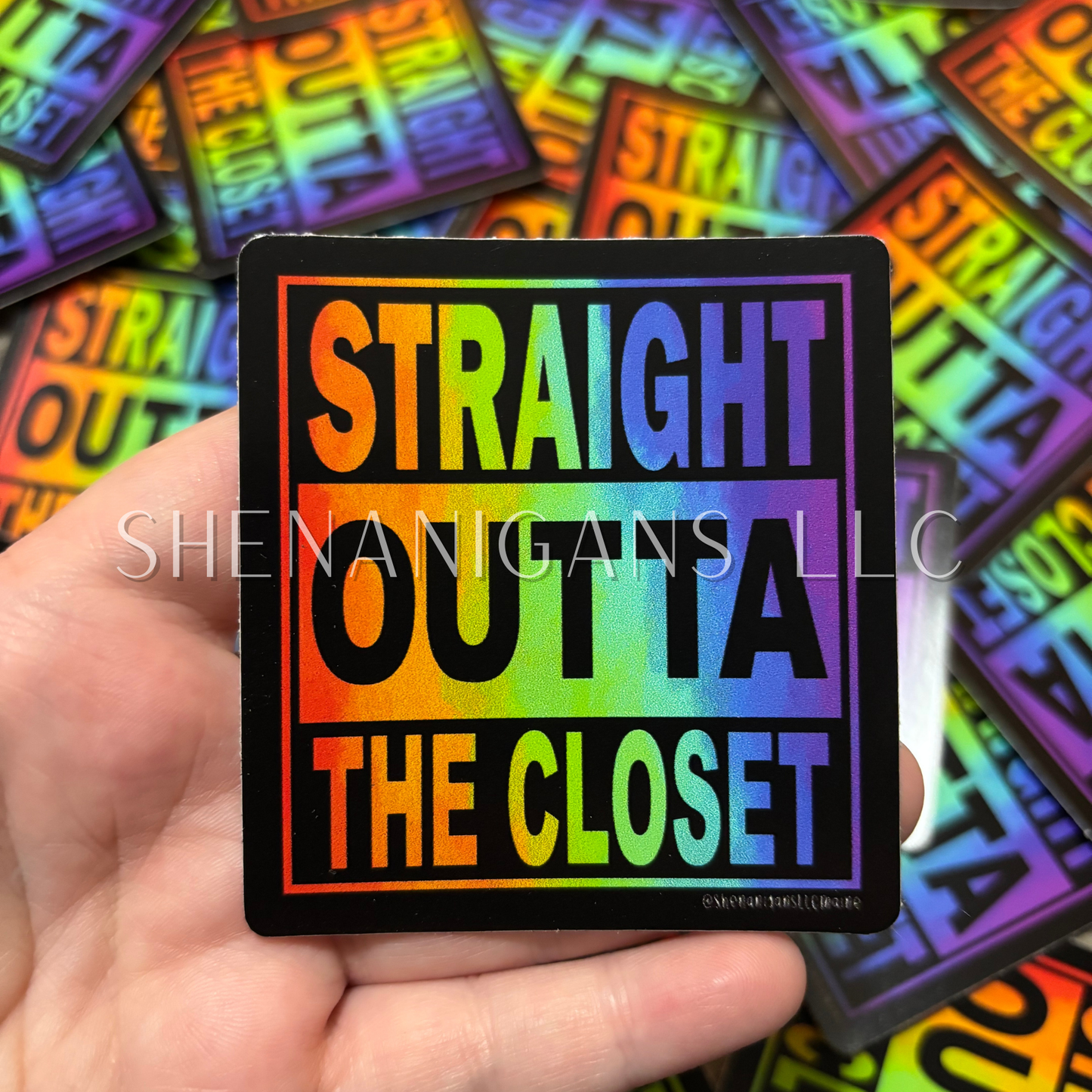 Pride, Straight Outta The Closet, Rainbow Hand Drawn Digital Art Sticker