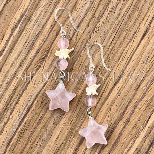 Rose Quartz Star Earrings