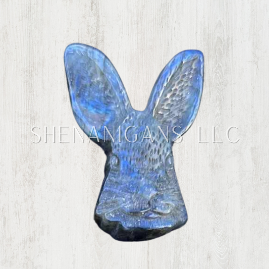 Rabbit Head Figure - Flat Crystal Carving