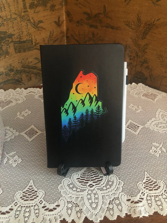 Maine Rainbow Night Sky - Printed Hard Cover College Ruled Journal