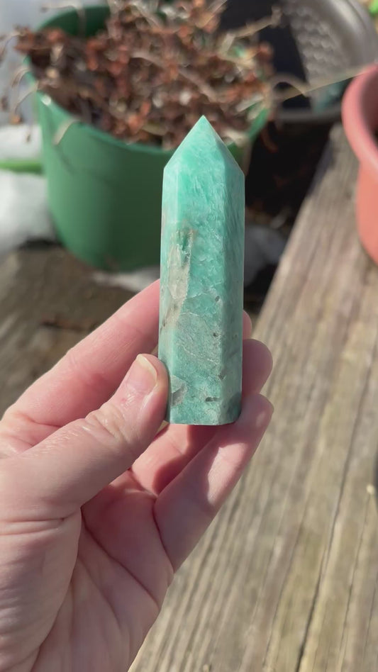 Amazonite Polished Point Mineral Specimen Gemstone Crystal Obelisk Wand