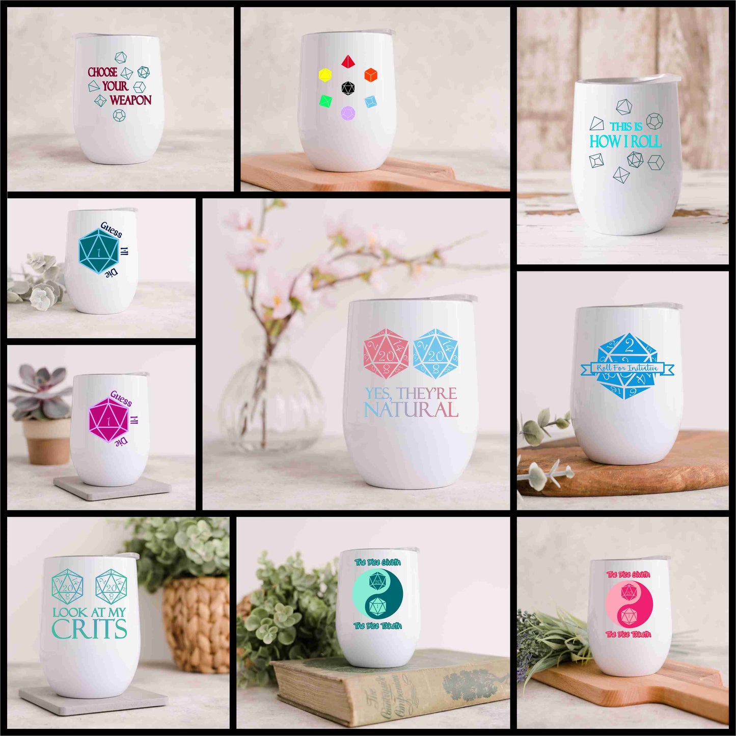 Table Top Dice 12 Oz Wine Tumbler