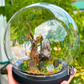 Yooperlite (UV) Hanging Crystal Bat in Graveyard - Bubble Cloche Dome Art