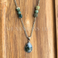Moss Agate Teardrop Pendant Necklace