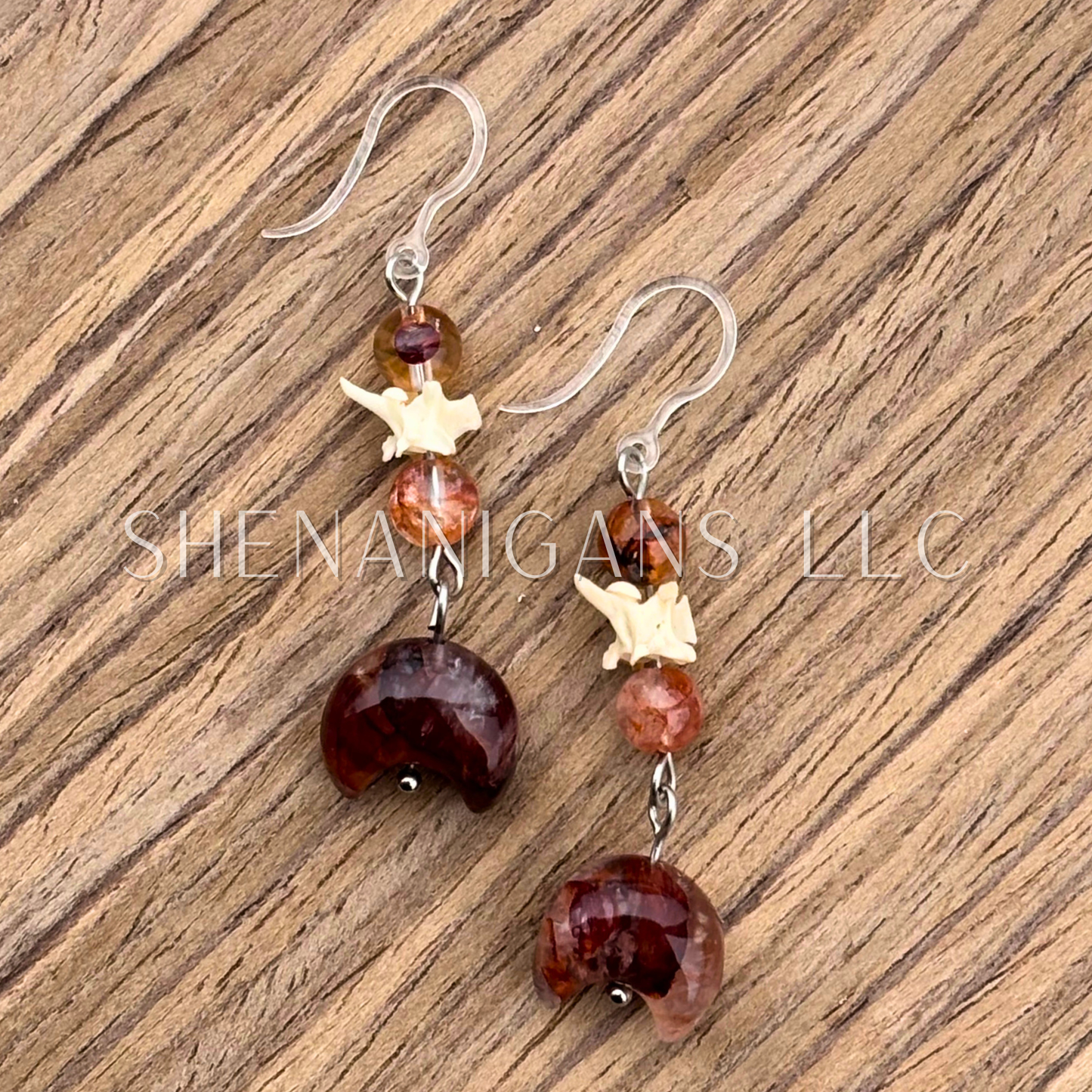Fire Quartz Crescent Moon Earrings
