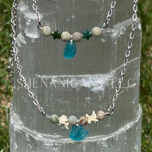 Blue Apatite Freeform Pendant Necklace
