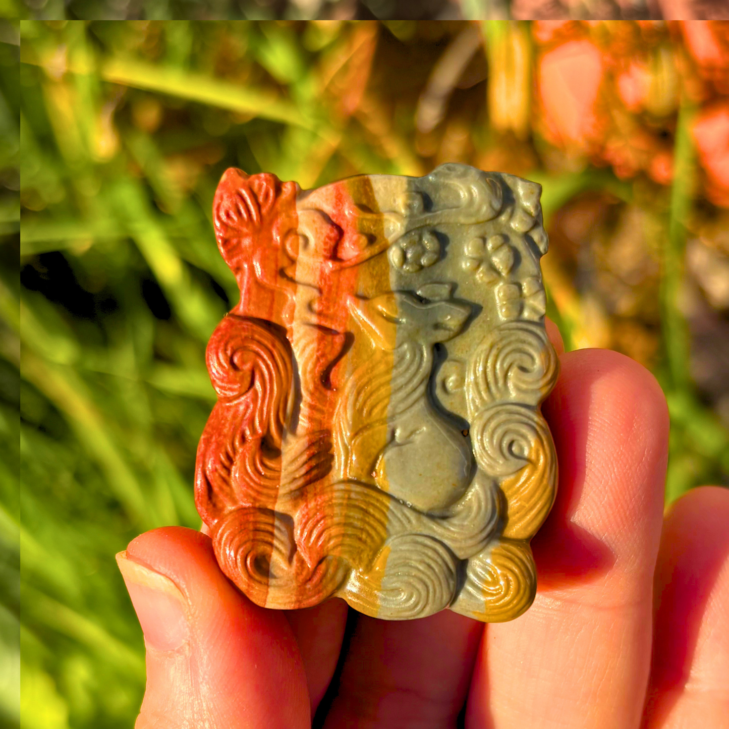 9-Tails Fox Flat Crystal Carving