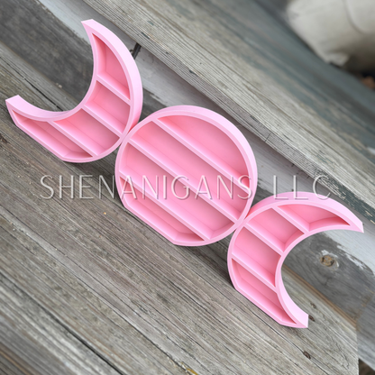 Curio Shelf Triple Goddess - Moon Phase 3 Piece Set - 3 Shelf - Trinket, Desk, Crystal