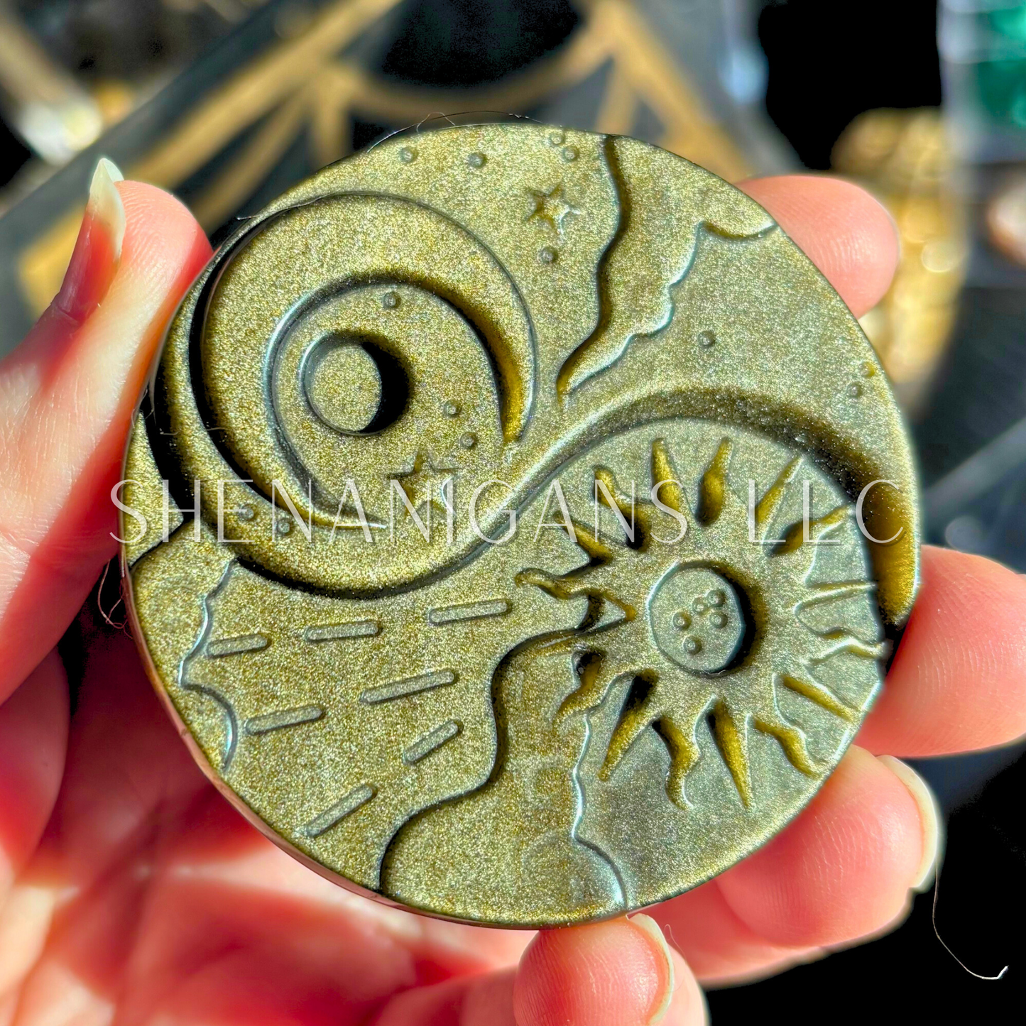 Moon & Sun Flat Crystal Carving