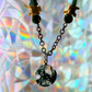 Moss Agate Circle Pendant Necklace with Snake Vertebrae