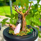 Yooperlite (UV) Hanging Crystal Bat in Graveyard - Bubble Cloche Dome Art