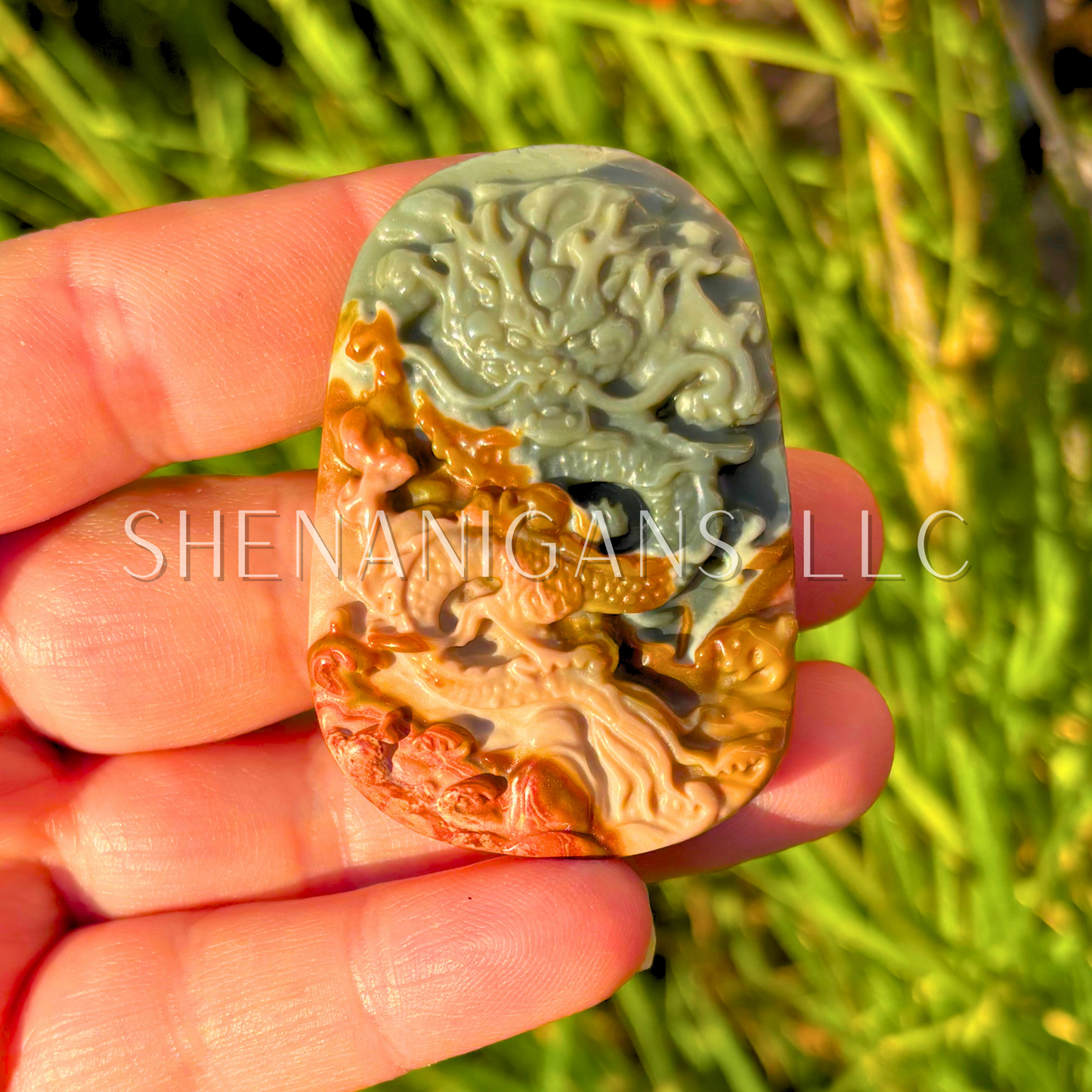 Dragon Flat Crystal Carving