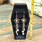 Shooting Star Earrings with White Mother of Pearl Stars & Rattlesnake Vertebrae – Handmade Celestial Coffin Display