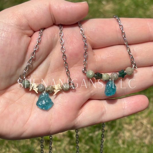 Blue Apatite Freeform Pendant Necklace