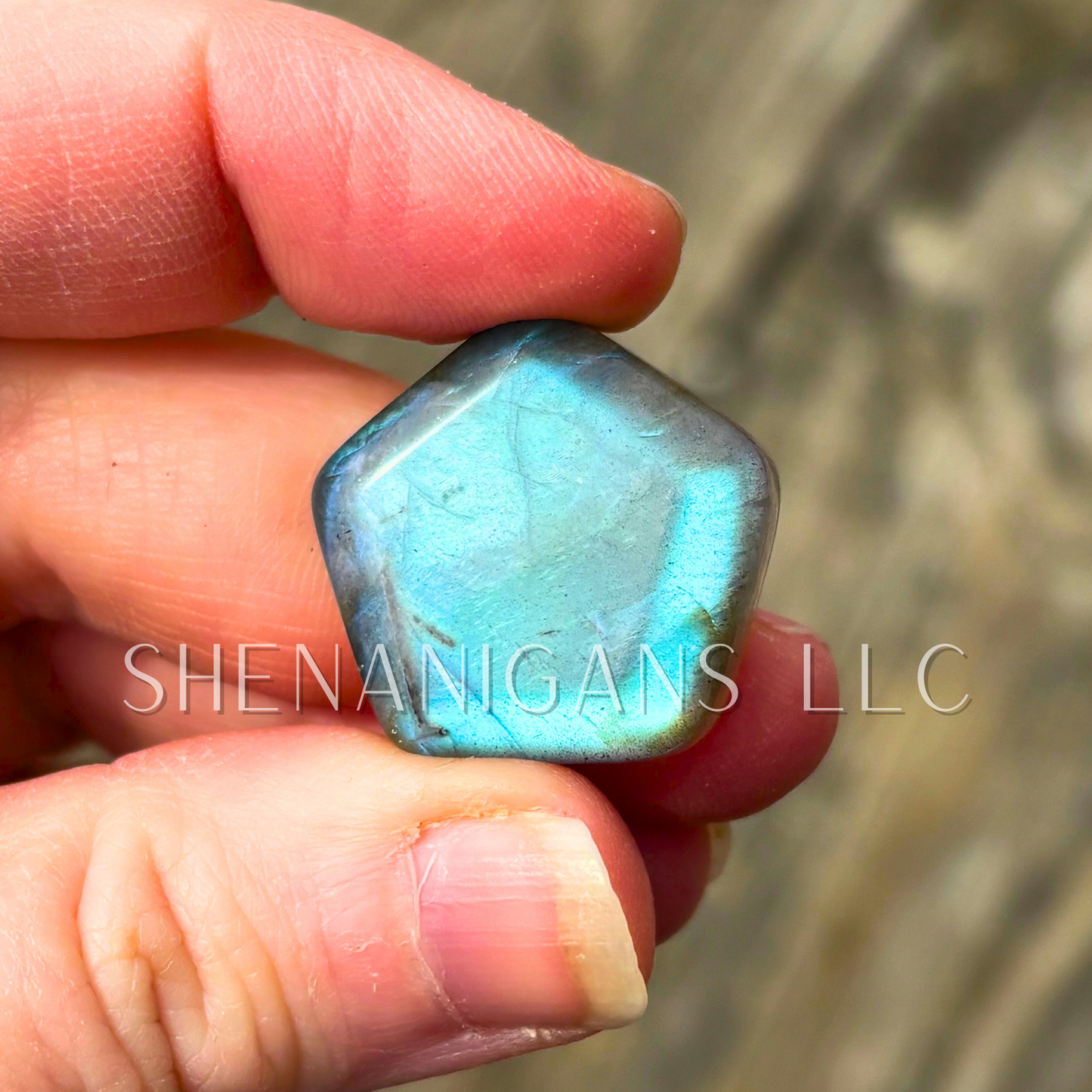 Pentagon 5 Sided Star Labradorite Flat Carving