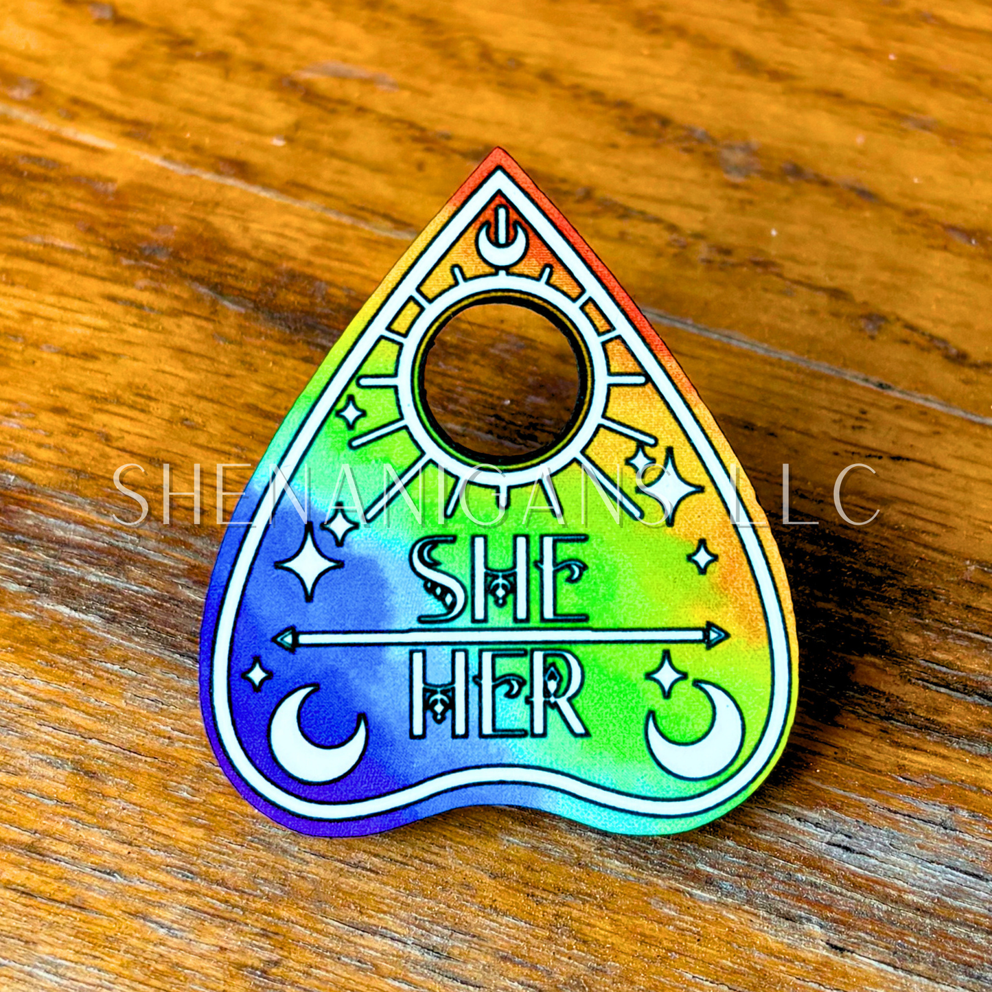 Pronoun Rainbow Pride Flag Planchette Pin (Multiple styles!)