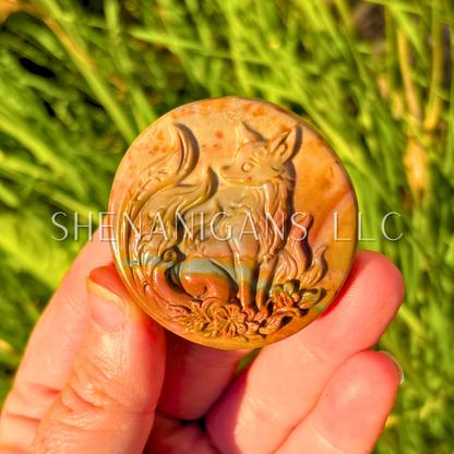 9-Tails Fox Flat Crystal Carving