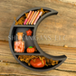 Mini Crescent Moon Crystal Shelf | 3D Printed Moon Display with Handpicked Crystals, Moss & Trinkets Magnet
