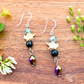 Rattlesnake Vertebrae Dangle Earrings with Crystal & Black Briolette