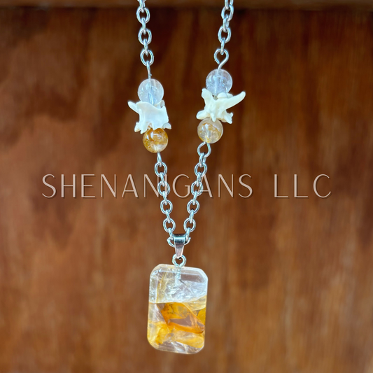Golden Healer Pendant – Rattlesnake Vertebrae Necklace