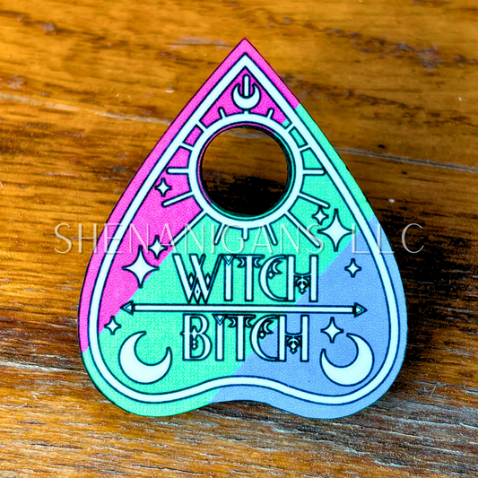 Polysexual Pride Flag Planchette Pin (Pronoun Styles Available)