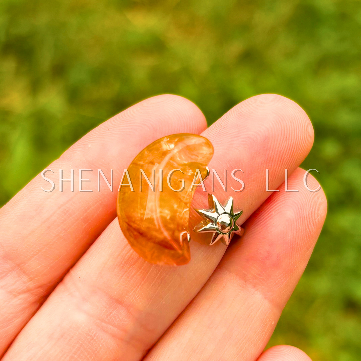 Crystal Moon with Sun Ring - Alloy Setting