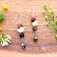 Rattlesnake Vertebrae Dangle Earrings with Crystal & Black Briolette