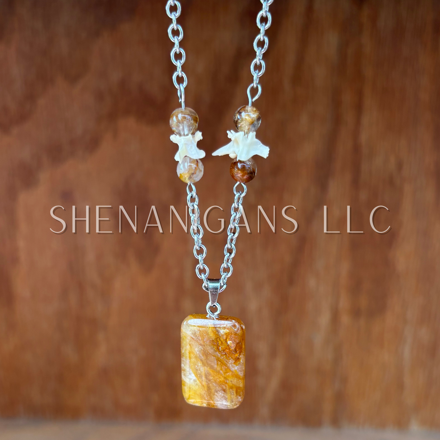 Golden Healer Pendant – Rattlesnake Vertebrae Necklace