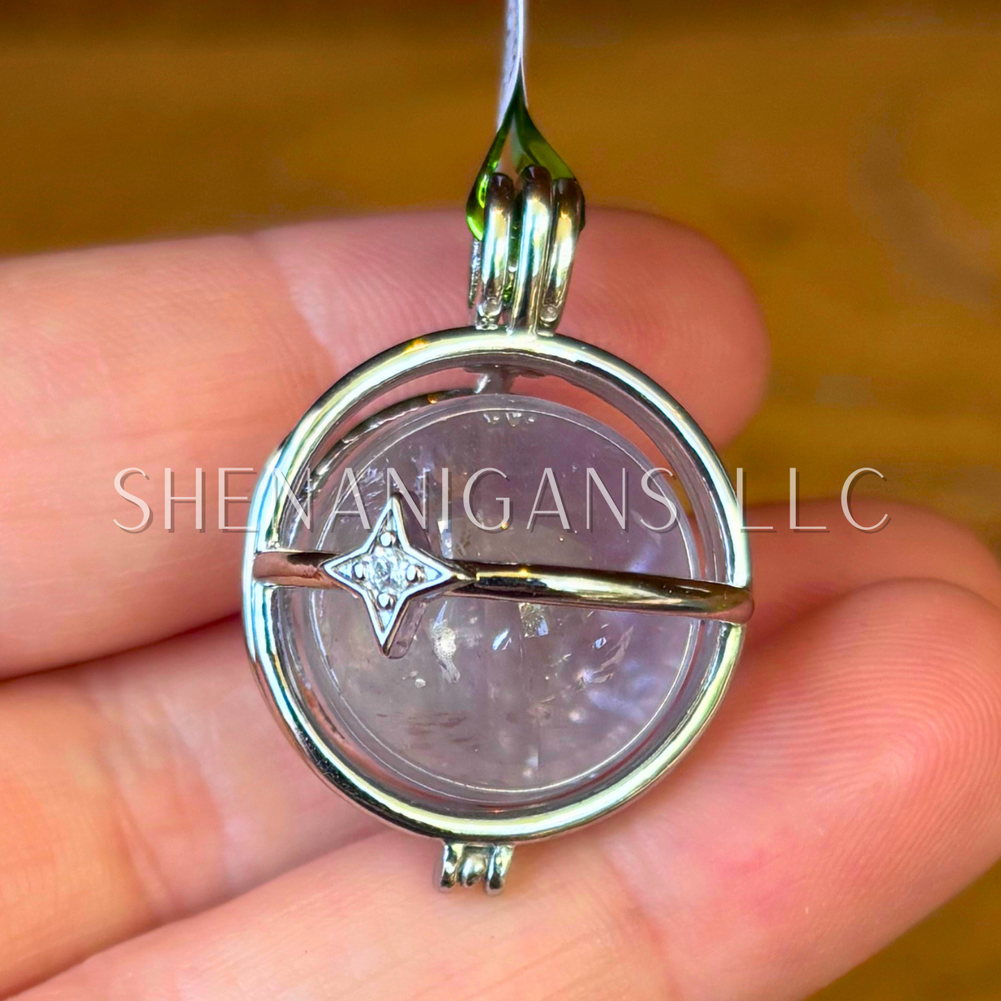 Amethyst Shooting Star Cage Crystal Holder Pendant – Adjustable Cage for Interchangeable Crystals