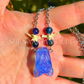 Fruit Bat Necklace – Blue Opalite Bat with Lapiz Beads and Snake Vertebrae