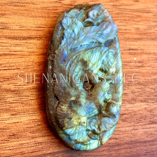 Flat carving labradorite phoenix