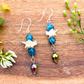 Rattlesnake Vertebrae Dangle Earrings with Crystal & Black Briolette