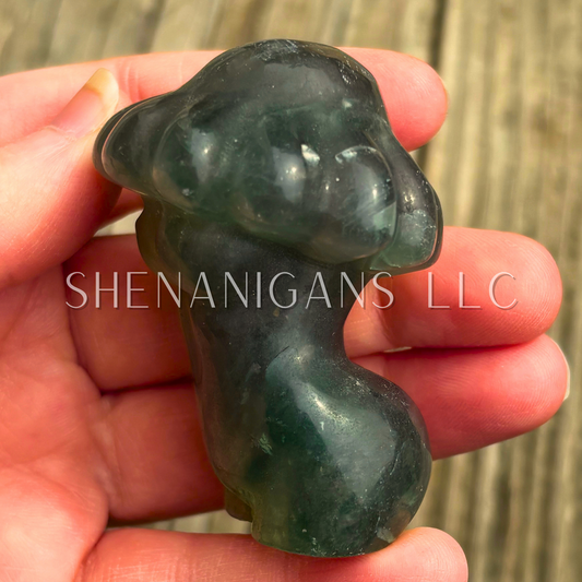 Mushroom Lady Body - Green Flourite - Crystal Carving