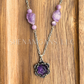 Amethyst Flower Pendant with Lepidolite Beads and Raw Amethyst Beads Necklace