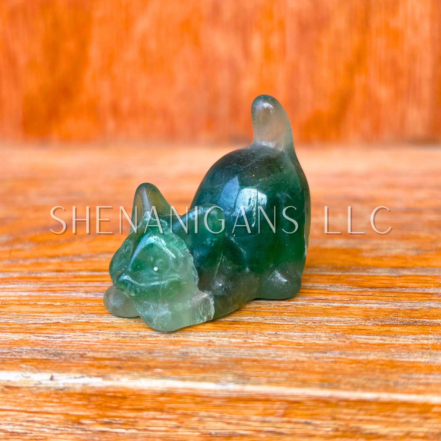 Stretching Cat - Small - Crystal Carving