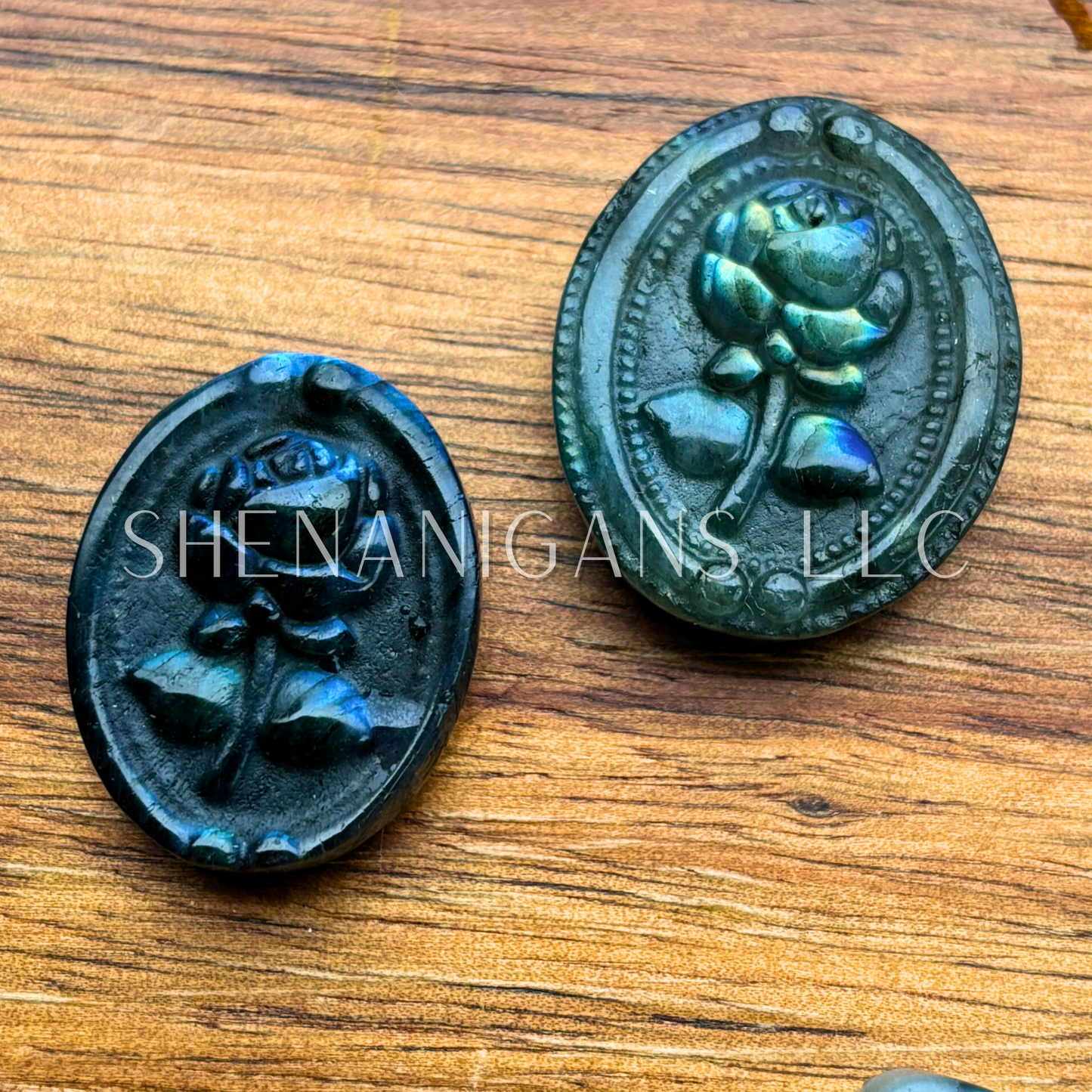 Framed Rose - Oval - Flat Crystal Carving