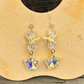 Star Dangle Earrings with Snake Vertebrae and Crystal Beads
