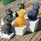 Butterfly Landing on Sitting Cats Nose - Crystal Carving