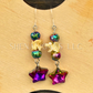 Star Dangle Earrings with Snake Vertebrae and Crystal Beads