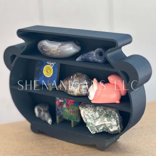 Curio Shelf Cauldron - 2 Shelf - Trinket, Desk, Crystal